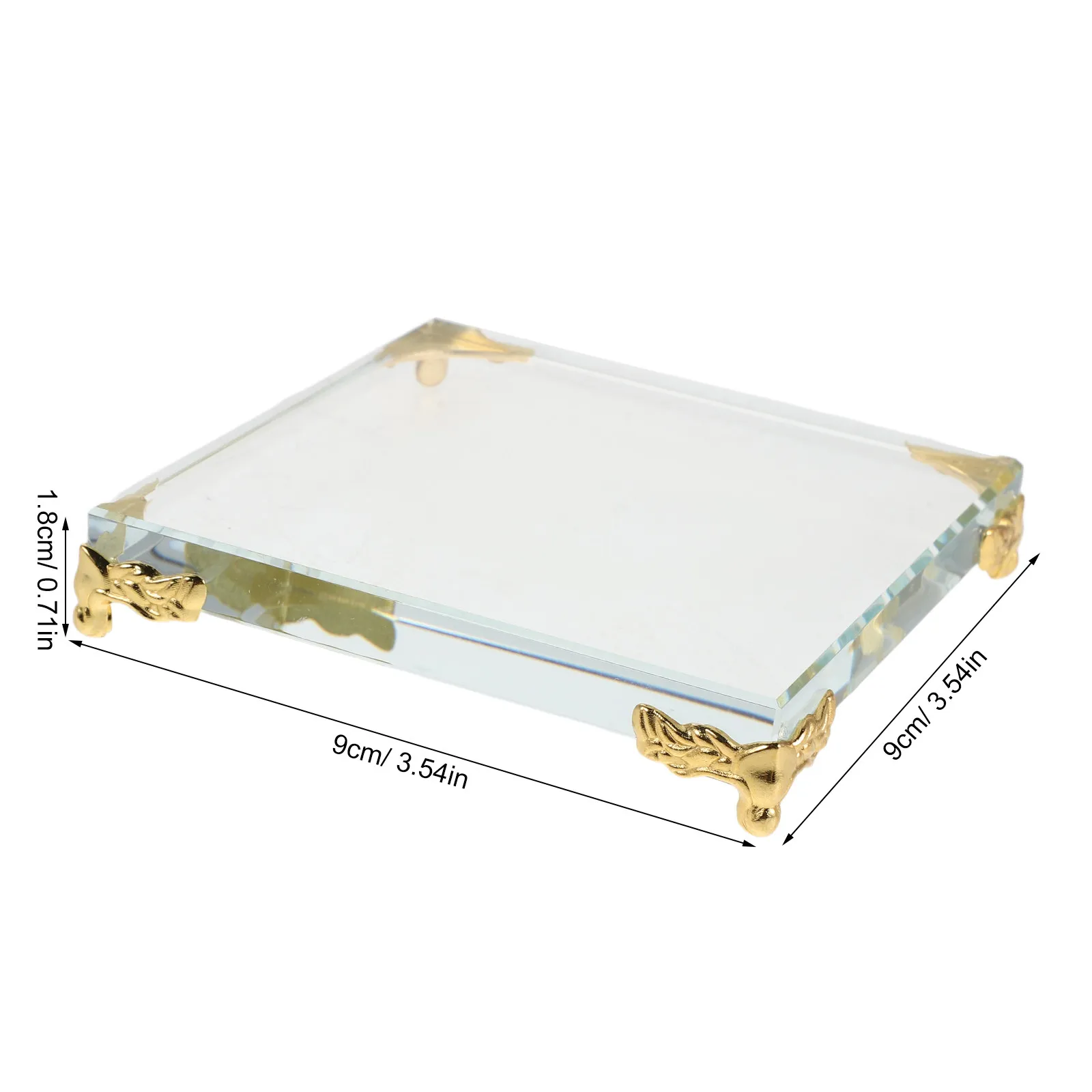 Square Crystal Paperweight with Metal Edge – Clear Display Base for Succulents, Rings & Jewelry