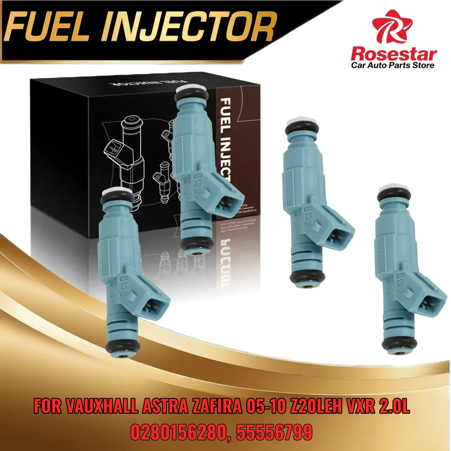 

0280156280 55556799 Fuel Injectors For Vauxhall Astra Zafira Z20LEH VXR 20L Engine 2005 to 2010 Set of 4