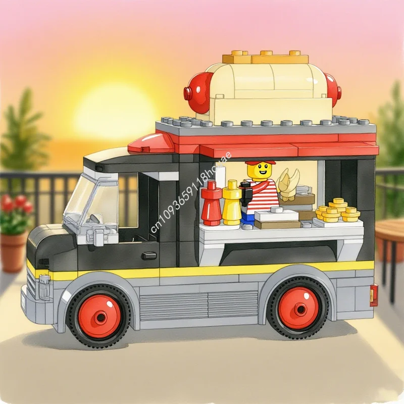 

211 шт. MOC хот-дог еда грузовик город модель строительные игрушки блоки DIY творческая идея строительство образование Рождественский подарок кирпич