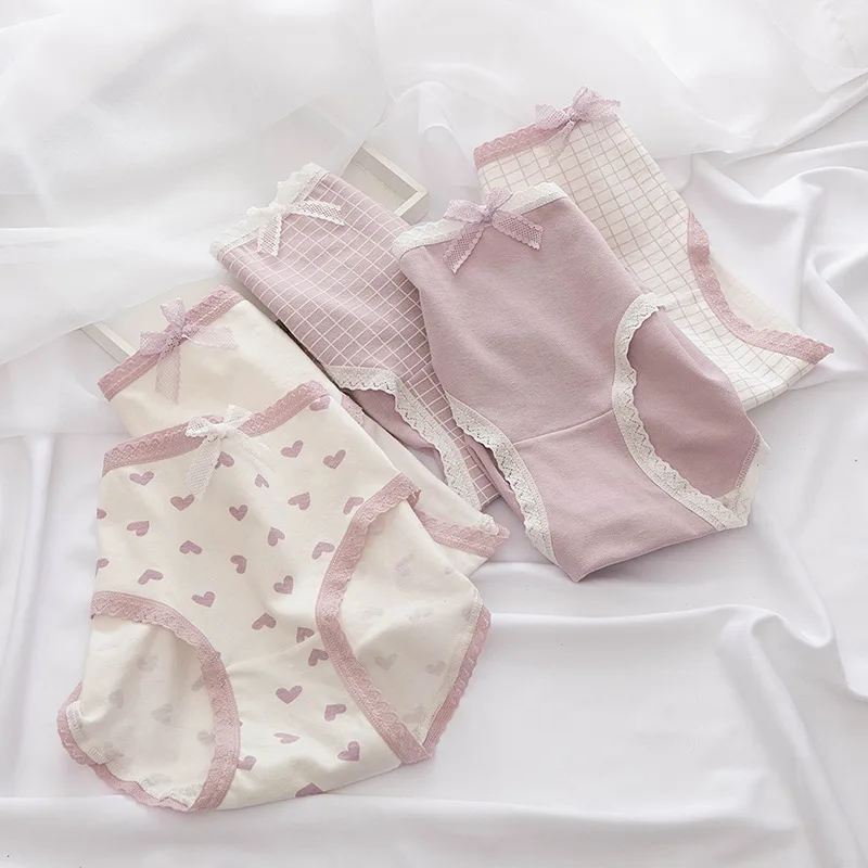 

5PCS/Set Cotton Panties Sexy Panties for Women Underwear Mid Waist Briefs Underpants Lingerie Ladies Pantys M-XL Solid Color