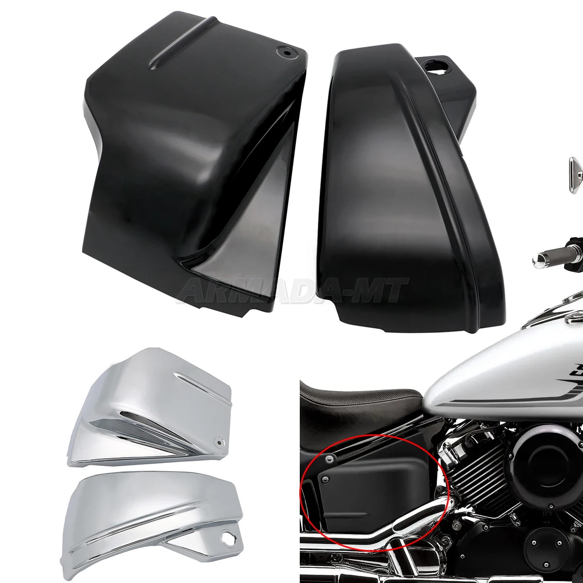 

For Yamaha V-Star 650 Dragstar DS400 DS650 XVS400 XVS650 Custom Classic Side Battery Fairing Covers Panel Motorcycle Accessories