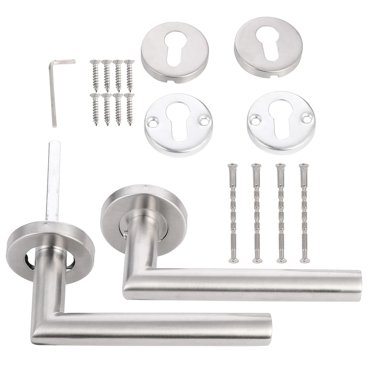 

2 Pcs Door H Stainless Steel Modern Round Lever Heavy Duty Passage Hardware Closet Fits All Sizes Reversible Right Left