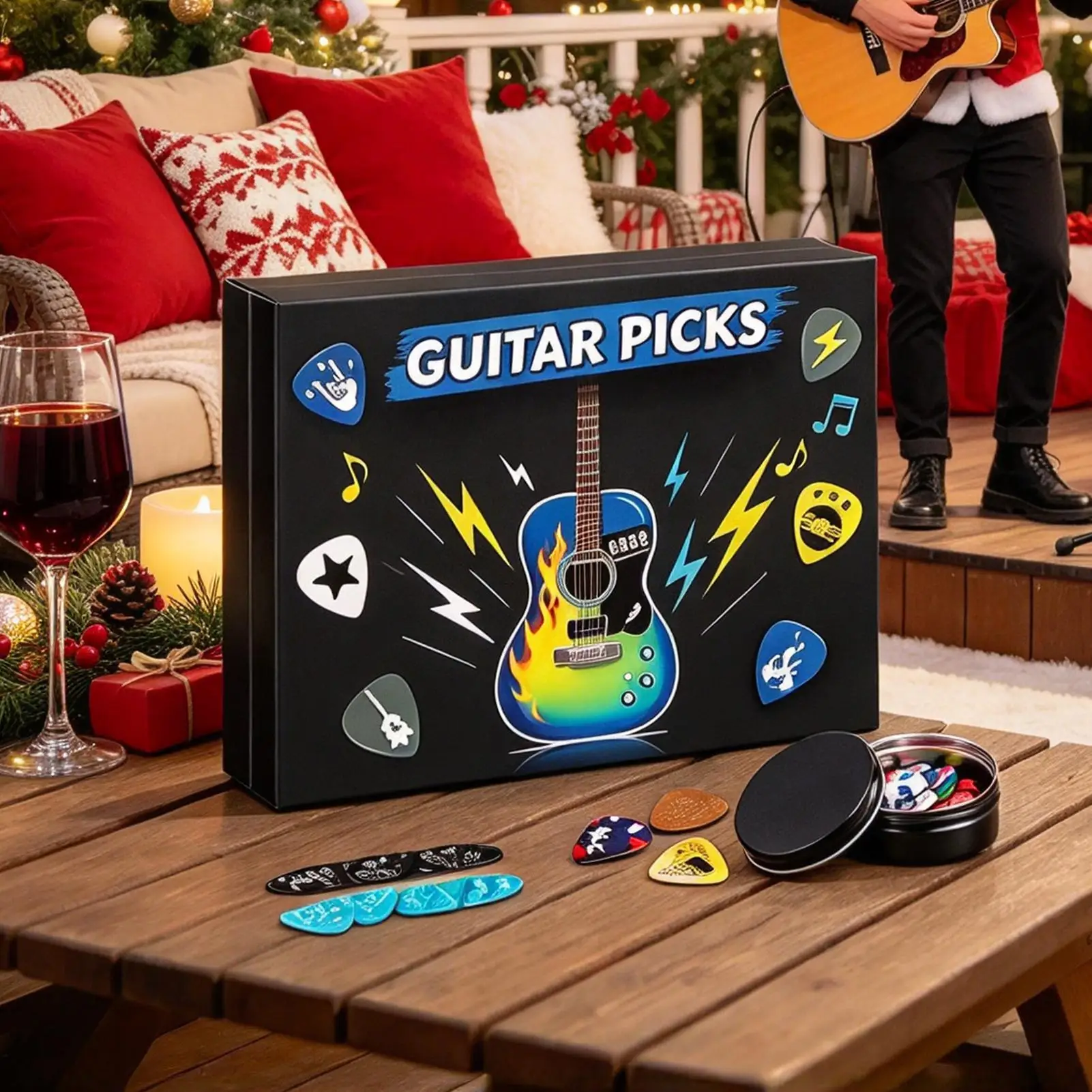 24 Day Christmas Countdown 24 Pieces Holiday Advent Pick Accessories Christmas Calendar For Acoustic Electric Bass Music Players