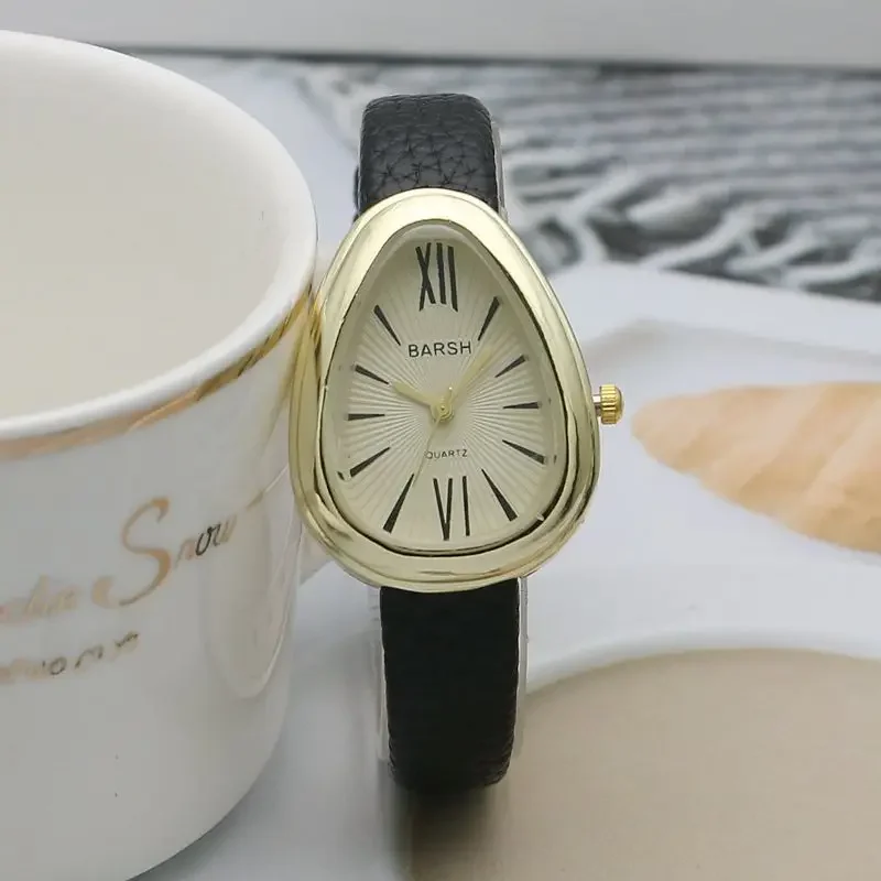 Reloj de lujo con esfera de gota de agua para Mujer, relojes de pulsera sencillos de cuarzo con regalo a la moda, relojes de pulsera con correa de cuero, Reloj para Mujer