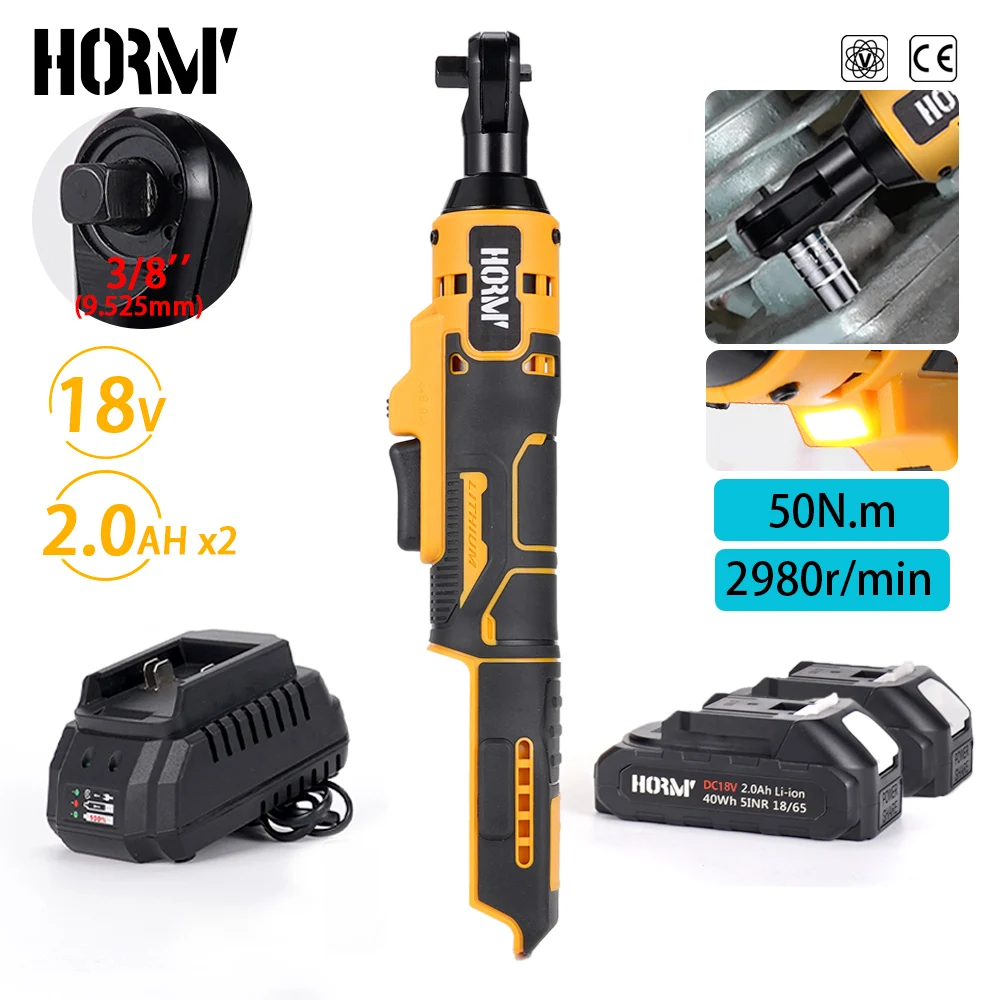 Chiave a cricchetto elettrica a batteria 50N.m con 2 batterie al litio 3/8 '' Trapano a percussione Cacciavite Rimozione Vite Dado Strumento di riparazione auto