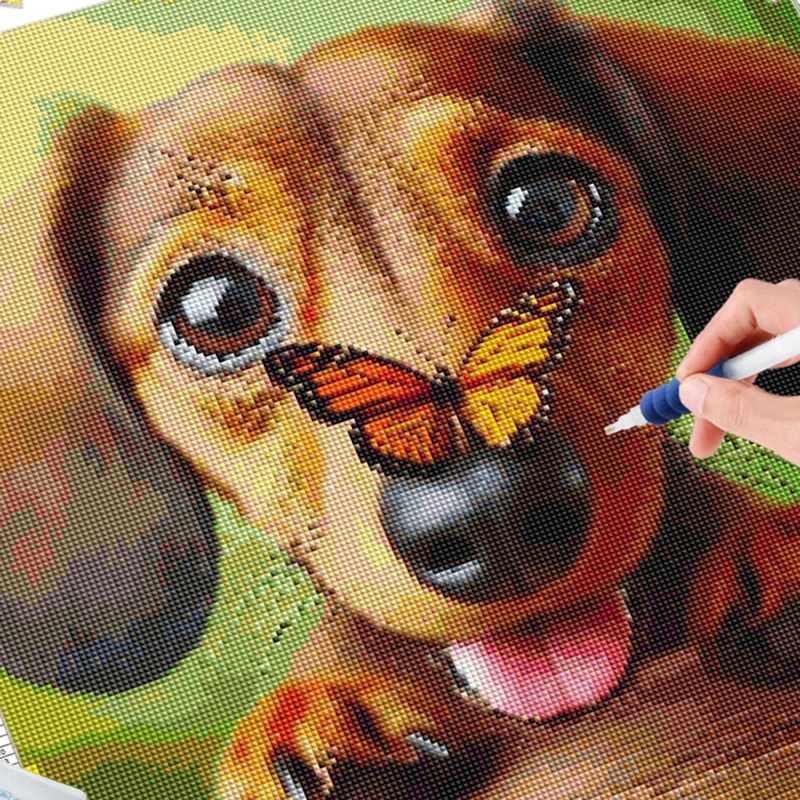 النبي الماس اللوحة الوافدين الجدد الكلب التطريز الحيوان كامل مربع جولة فسيفساء 5D DIY صورة الاكريليك ديكور المنزل #3
