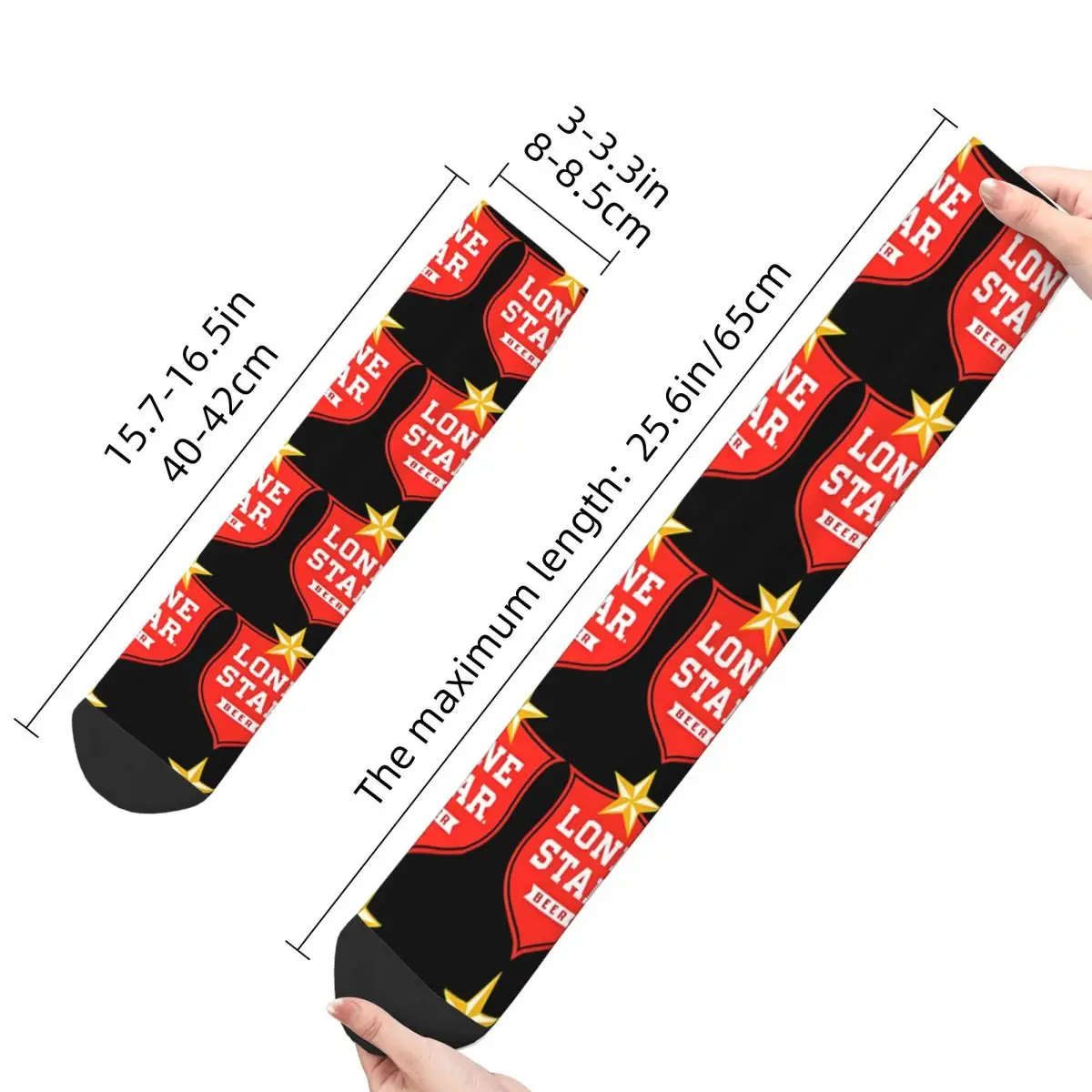 Vintage The Red Star Men's Socks Beer Drinks Unisex Street Style Seamless Printed Happy Crew Sock Gift