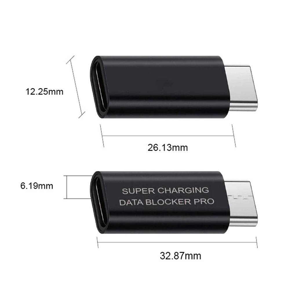 

6 шт. USB Type-C адаптеры-блокираторы передачи данных (Juice Jack Defender) с поддержкой быстрой зарядки (50В/5А) для предотвращения кражи данных (черные)