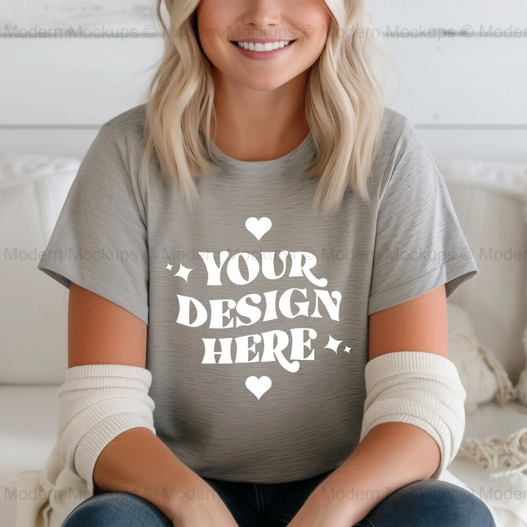 

Спортивная футболка Heather Bella Canvas Mockup Grey BC 3001, повседневная, реалистичная