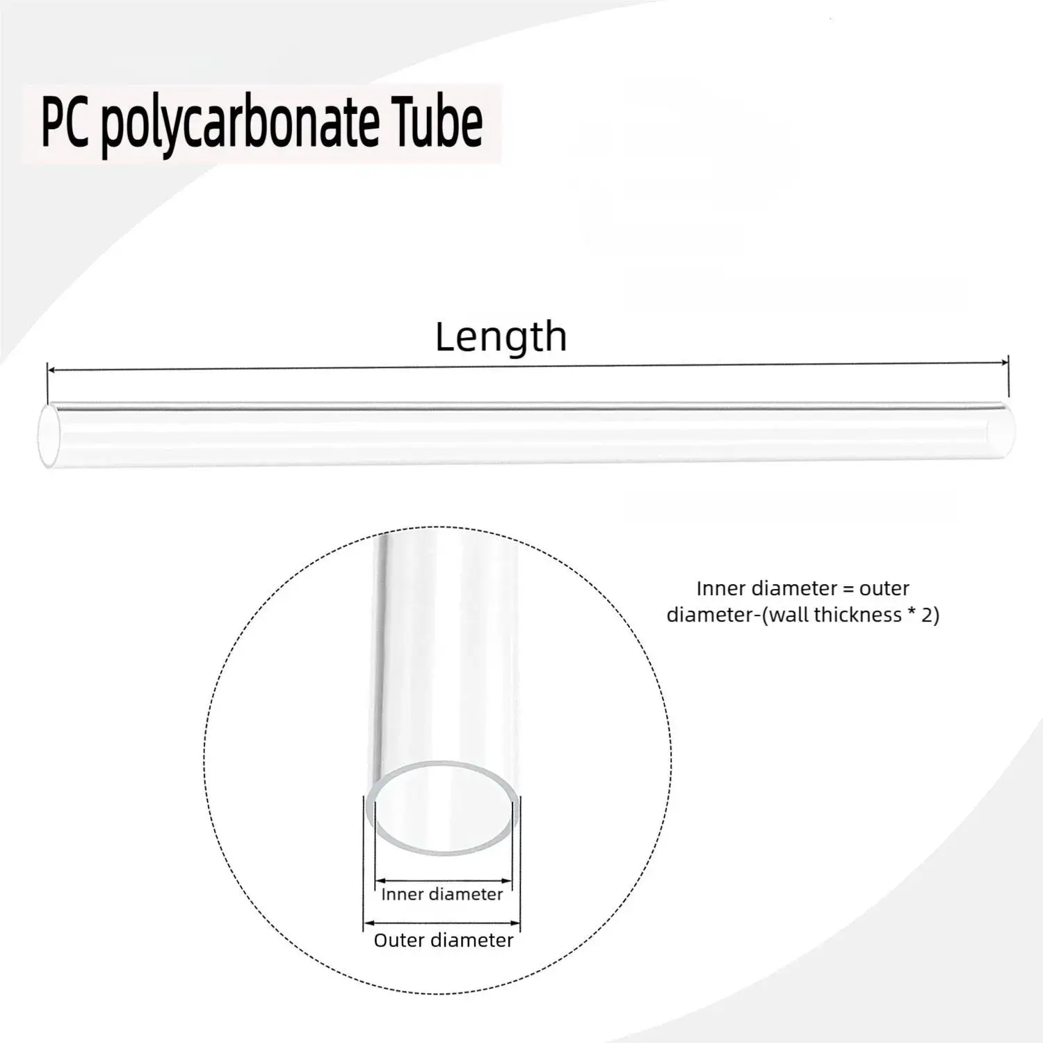 Naxilai クリアポリカーボネートチューブ 6 個、直径 2 インチ (50mm) 丸型 DIY プラスチックチューブ、長さ 13 インチ (328mm) 硬質保管チューブ