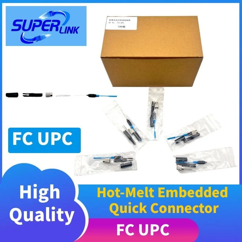 FC Hot-Melt Field Quick Connector FC/UPC Pre-embedded Optical Fiber Connector with Heat Shrink Tubing for Fusion Splicer