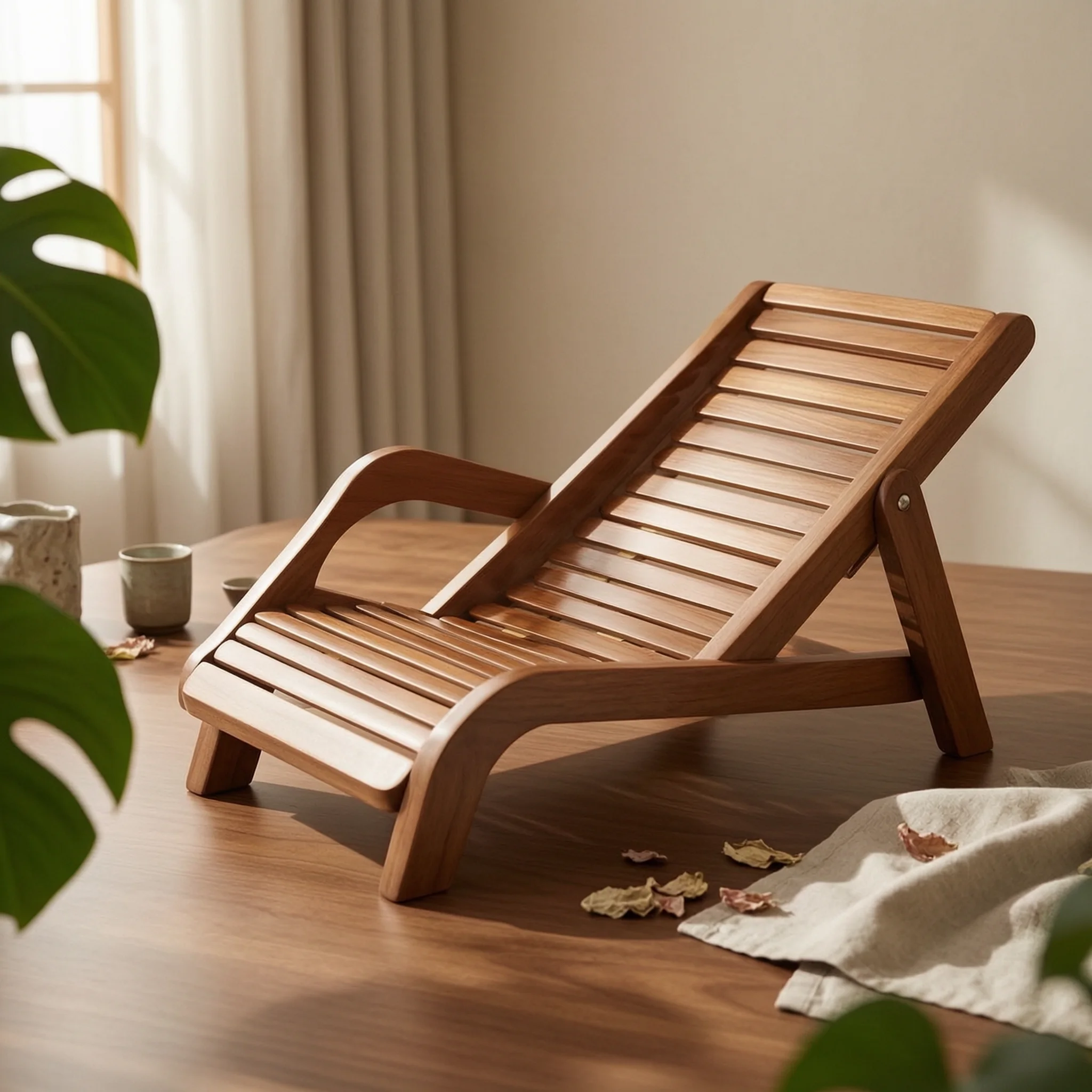 Folding Rocking Chair Reclined Bamboo Rocking Chair Portable Comfortable for Balcony, Patio