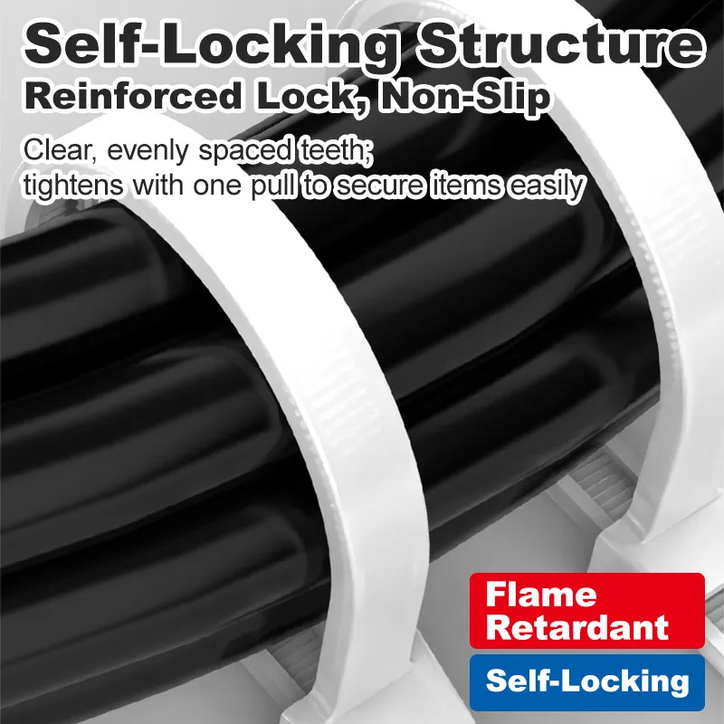 1000/100Pcs PA66 Nylon Cable Ties Self-Locking Zip Ties Adjustable Wire Straps for Home Office Wholesale