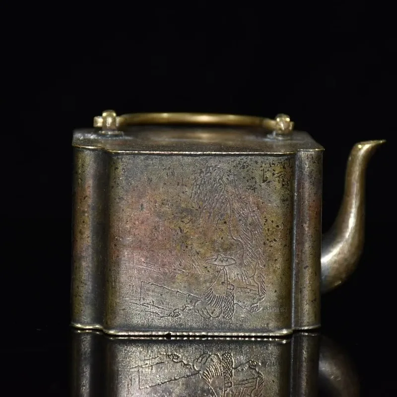 Dining coffee table imported decorative , home-use Chinese-style brass square wine flask and water kettle