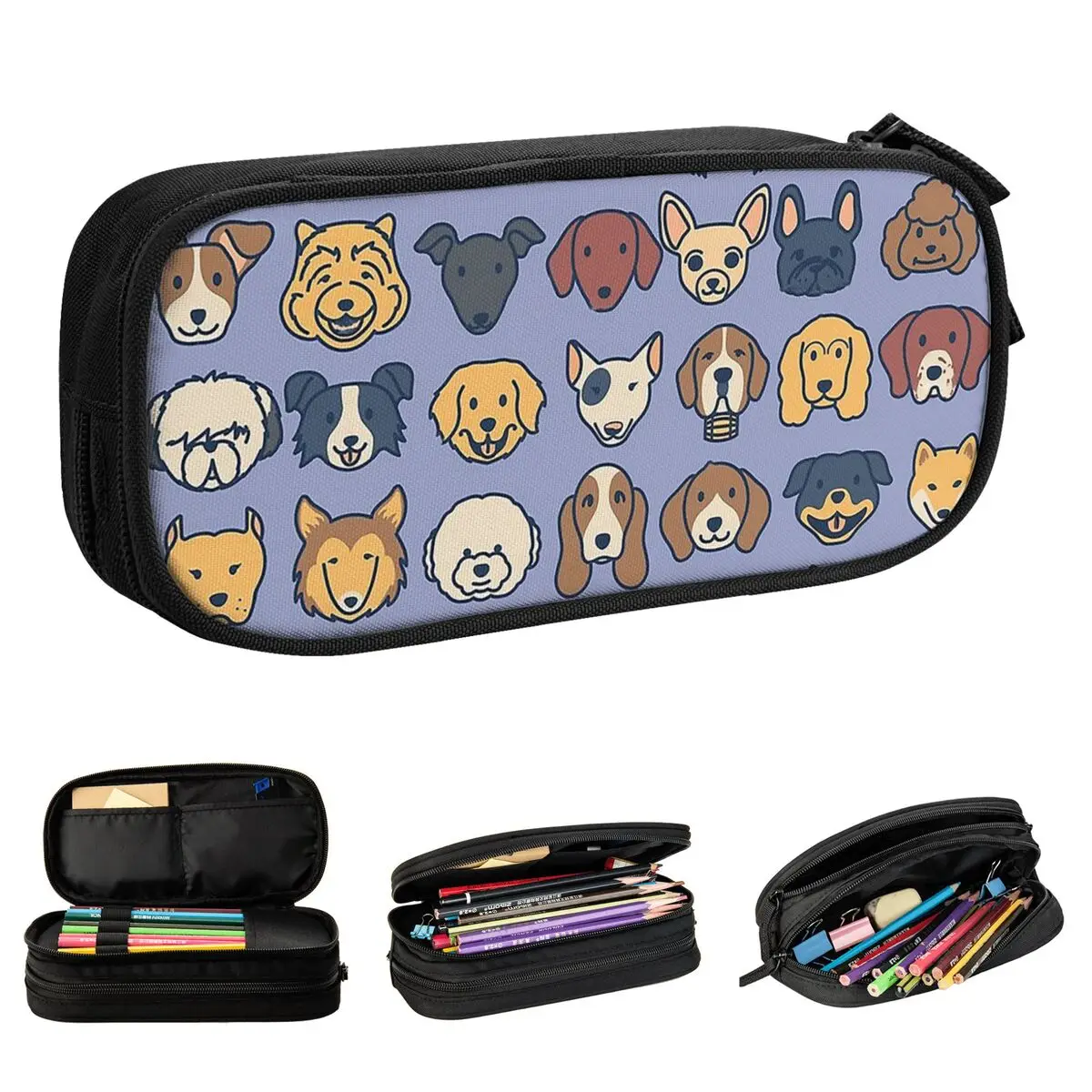 Doggos Pug Pencil Case Bulldog Dog Pet Lover Animals Pen Box Bags Girl Boy Large Storage Students School Gifts Pencil Box