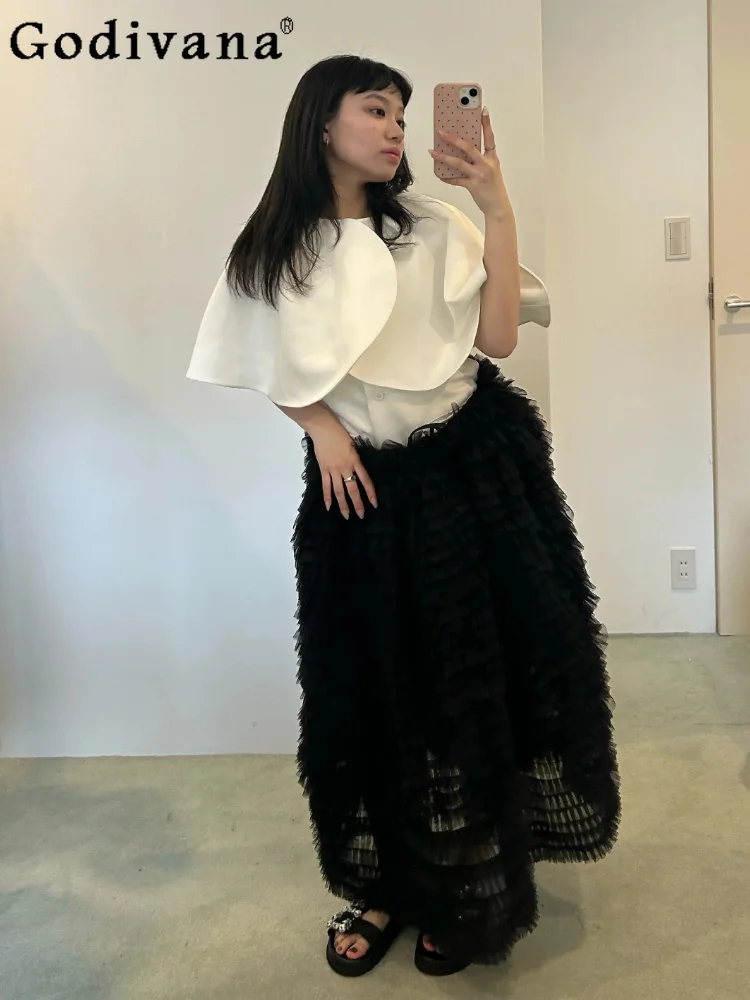 

Japanese Style Fashion Elegant Women's White Coat Spring and Summer New Women's Slimming Vintage Black Jacket Ladies Top 2026