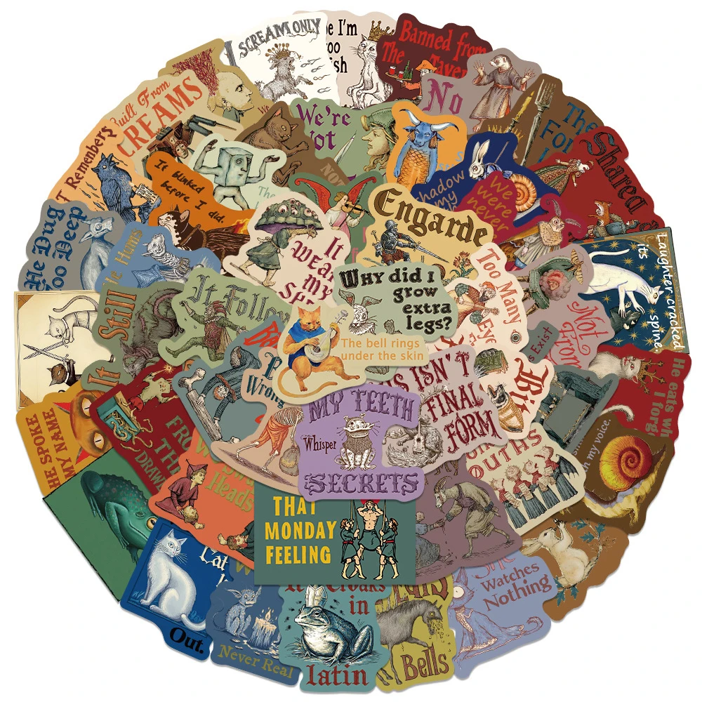 10/30/50 Stück kreative mittelalterliche ätherische Tiere Aufkleber Vintage Graffiti Aufkleber DIY Skateboard Gitarre Telefon lustige Cartoon Aufkleber