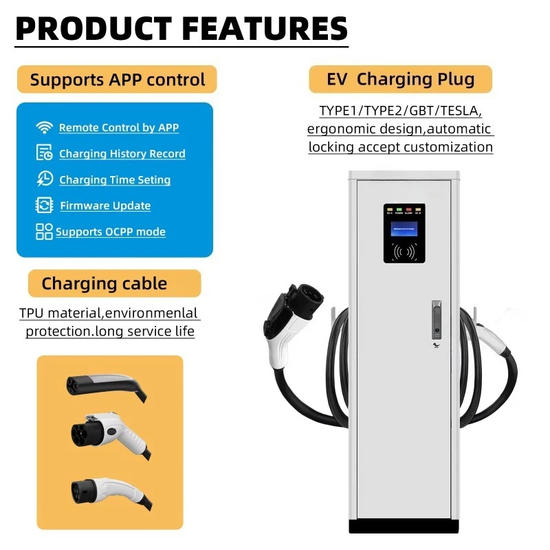 22kW*2 GB/T Type1/Type2 Dual AC EV Charger Commercial RFID 44KW Charging Station WiFi 4G App OCPP 1.6J IP55 CE Certified New - view 3