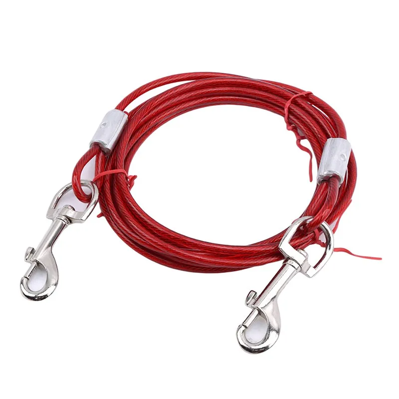 Pet Outdoor Double Hook Extended Steel Wire Rope Dog Rope Pet Traction Rope Anti Bite Dog Chain Metal Hooks Pet Supplies