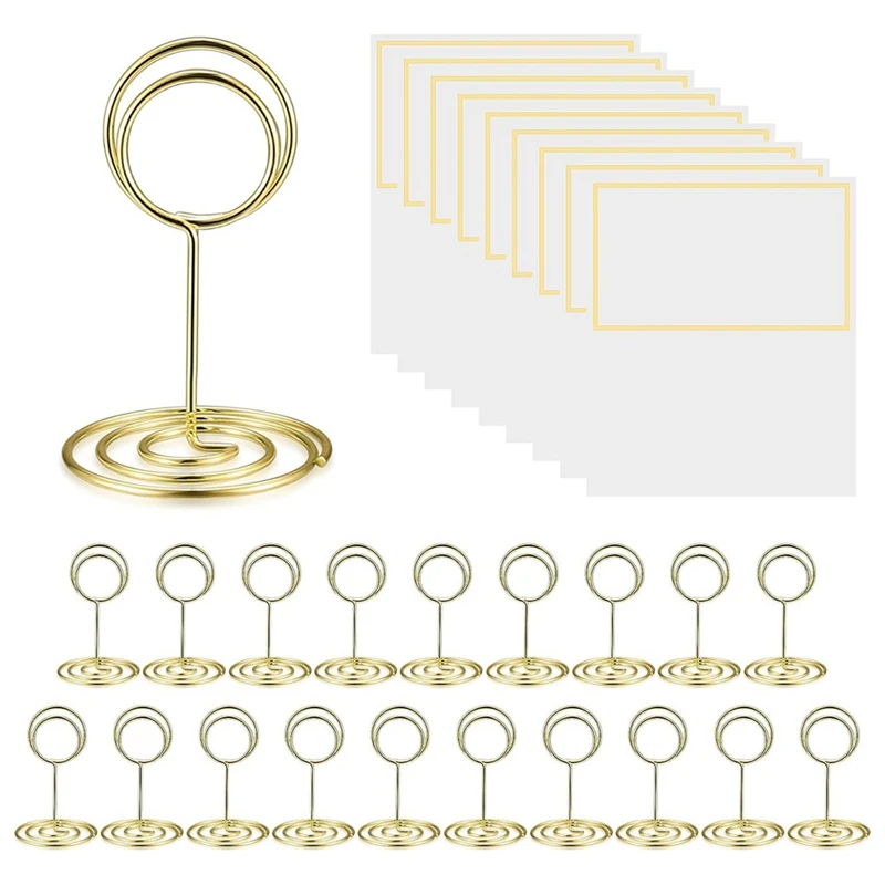 20 Pcs Place Card Holders, Table Number Holders, Table Card Holders, Gold Metal Wire Picture/Photo/Menu/Memo/Notes Gold