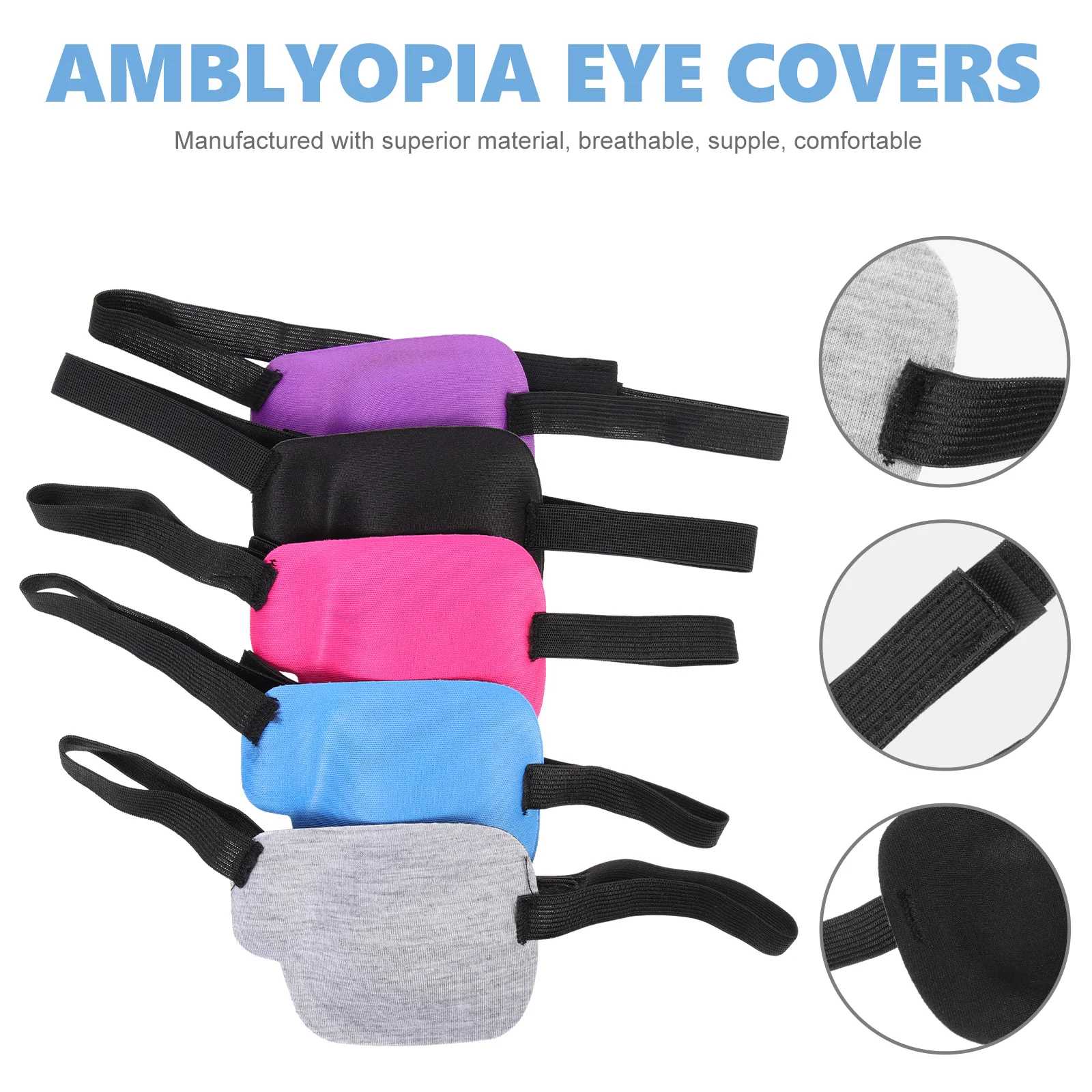 

5Pcs Breathable Single Eye Patches Amblyopia Covers Lightweight Elastic Strap Comfortable Eye Protectors for Adults