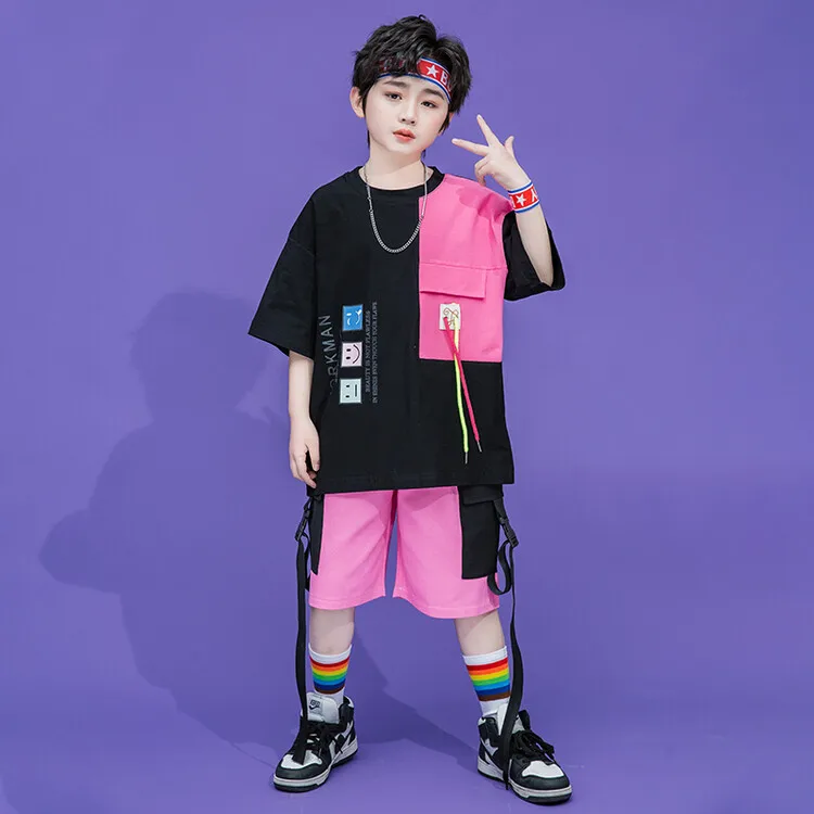어린이 거리 댄스 슈트 소년과 소녀 게임 공연 의상 재즈 댄스