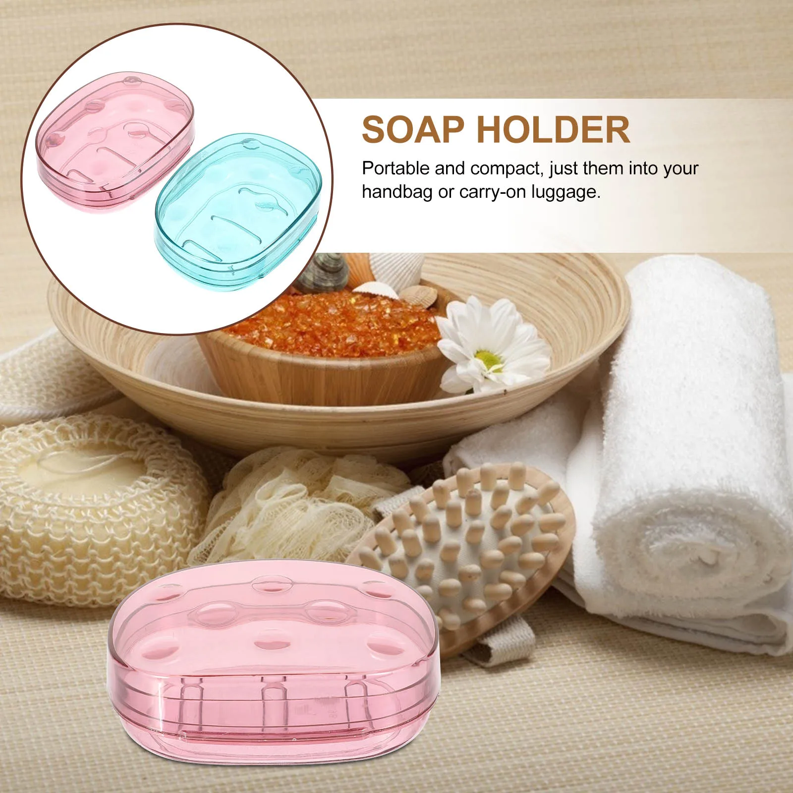 

2pcs Transparent Soap Box Clear Holder Portable Container Bathroom Kitchen Travel Sealed Easy Clean Compact Design Soap Dish