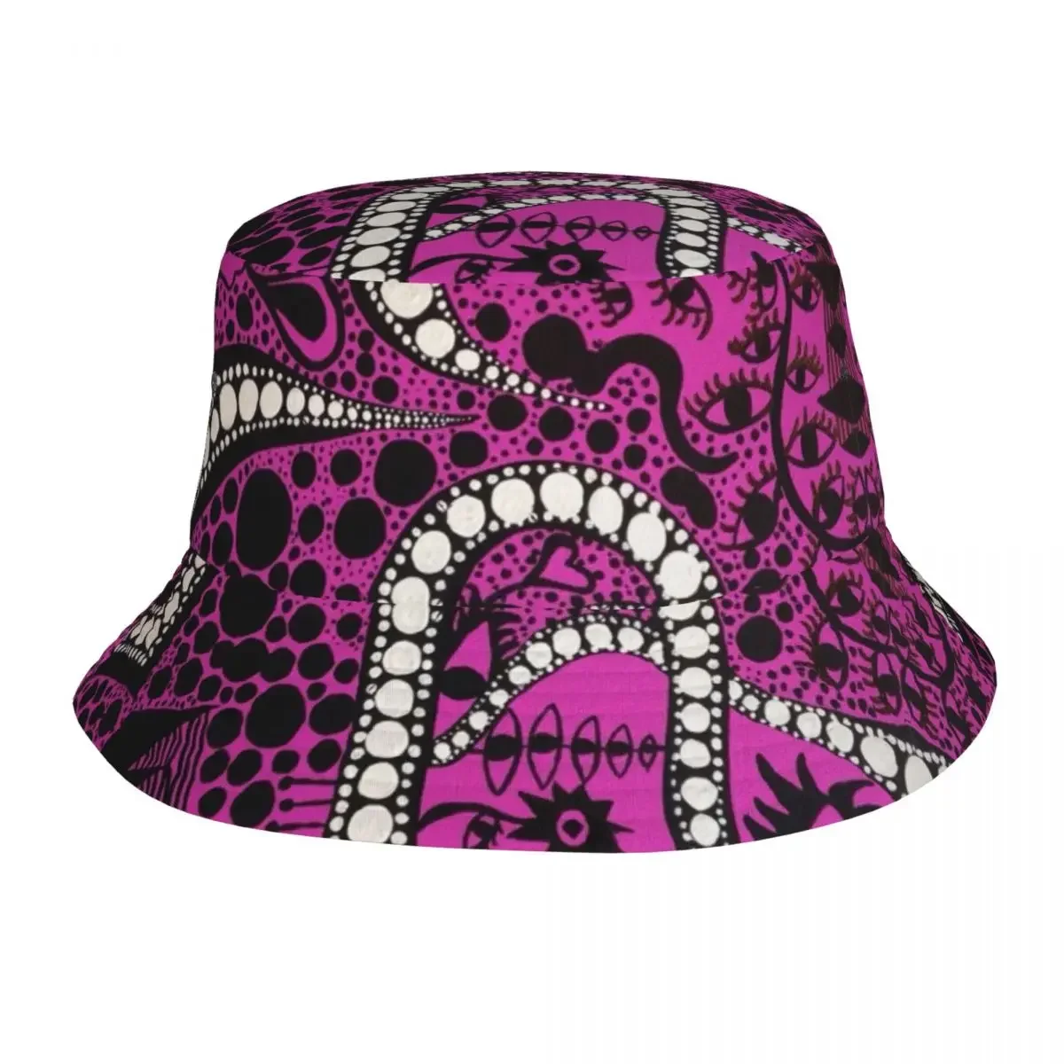 Unique Yayoi Kusama Bucket Hat Unisex Outdoor Sport Violet Polka Fisherman Hat Summer Beach Vacation Getaway Headwear Boonie Hat