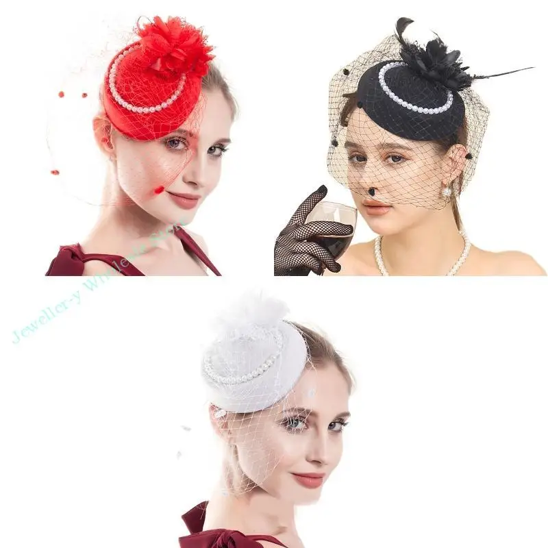 

R7UF Dainty Pearl Hat Hair Clip Women Hair Barrettes Carnival Hair Supplies