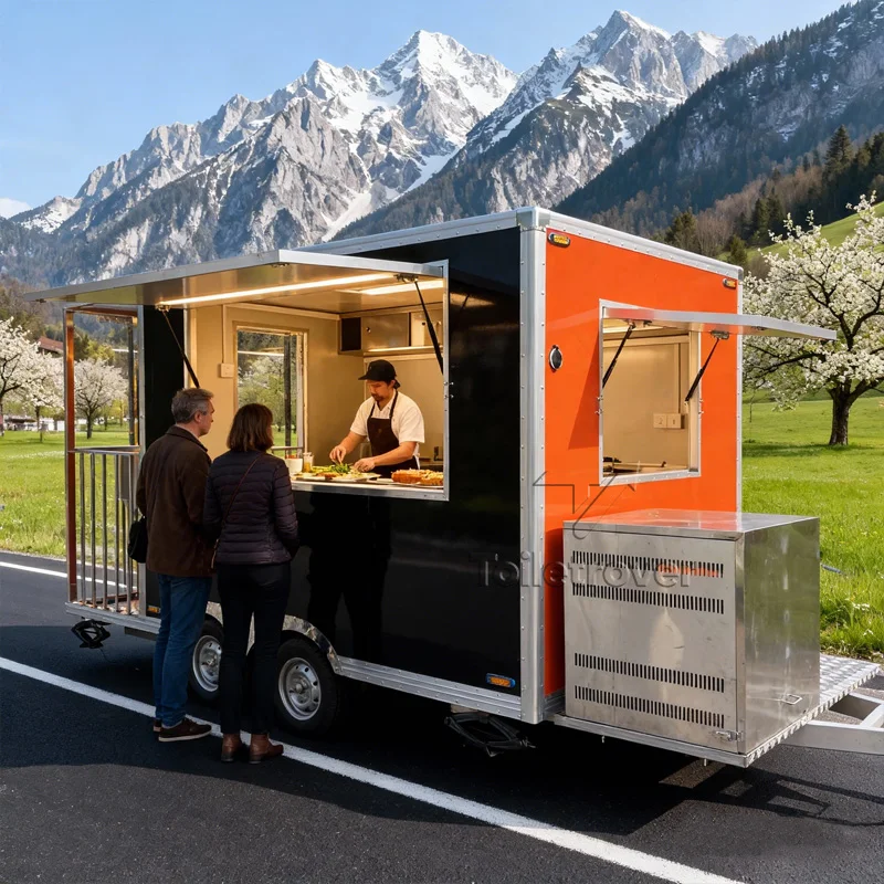 

Commercial Retro Food Truck Largo Tacos Pizza Mobile Food Trailer Cart Burger Cheap Food Trailer with Full Kitchen Equipment