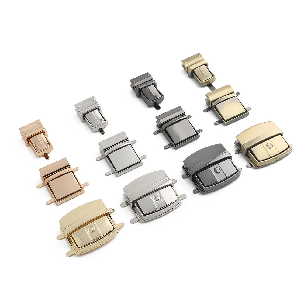 5/10/20PCS Metal Rectangle Press Push Lock For Handbags Bag Briefcase Spring Lock Snap Decorative Clasps Repair Kit Accessories