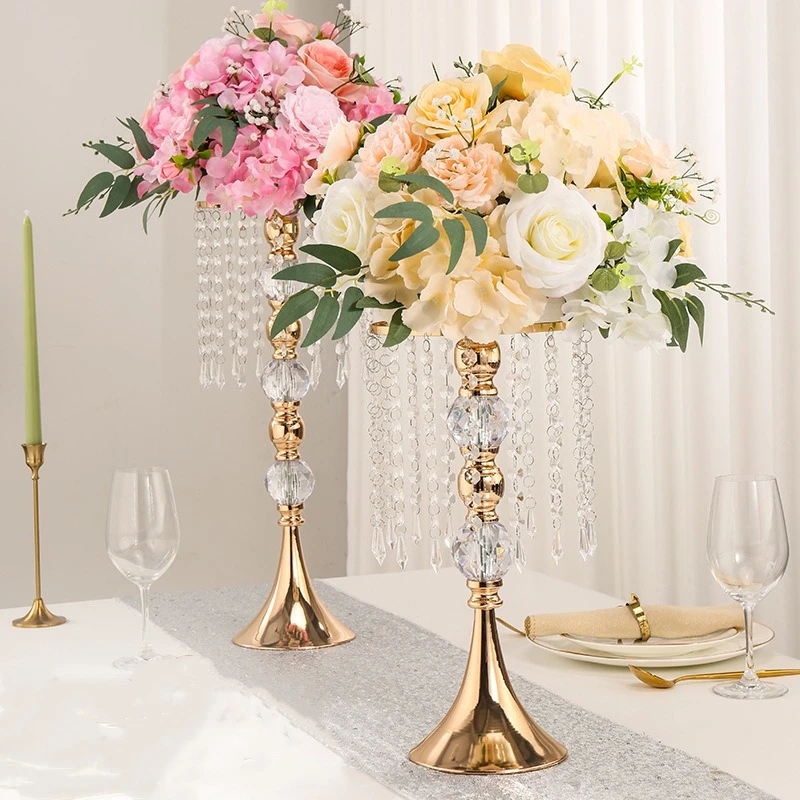 IMUWEN Exquisite Flower Vase Stand Crystal Wedding/ Table Centerpiece Road Lead Home Decor