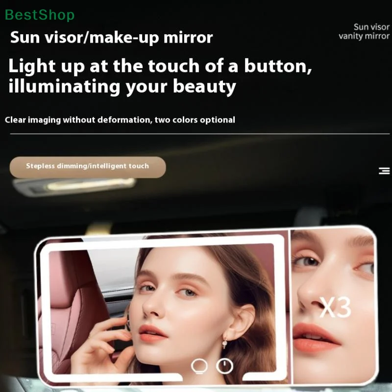 Mini Car Interior Makeup Mirrors Sun Visor Plate LED Mirror For Girls Women Rechargeable Fill Light Universal Vanity Mirror - Image 2