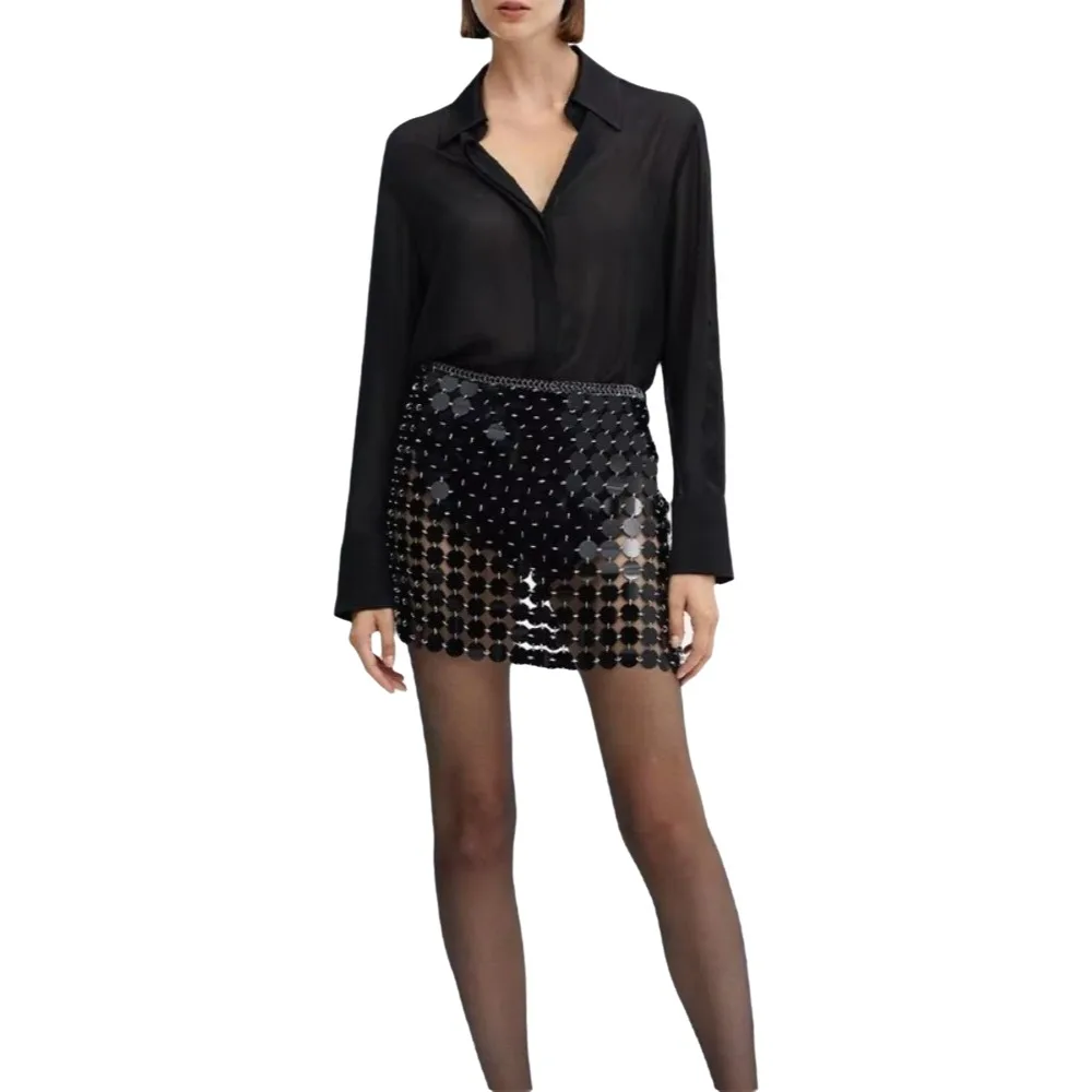 Disc Sequined Mini Skirt Disc Sexy Waist Chain Skirt Metallic Chain Festival Rave Skirts Party