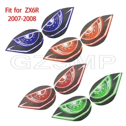 Motorcycle Headlight Stickers fit For Kawasaki Ninja ZX-6R ZX6R 2007 2008 Front Fairing Head light Protection Sticker Guard