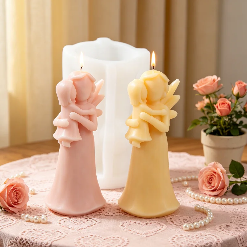 Molde de Silicona 3D de Ángel Madre e Hijo para Velas Aromáticas DIY, Regalo del Día de la Madre, Decoración del Hogar, Recuerdo para Baby Shower