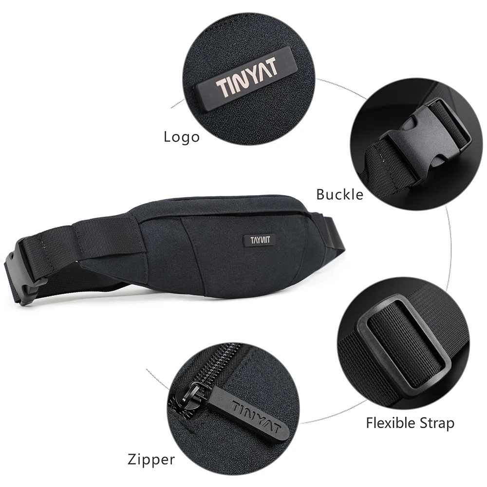 TINYAT Men Waist Bag pack Purse Waterproof Canvas Travel Phone belt bag pouch for Men Women Casual Bag for Belt Hip Pack