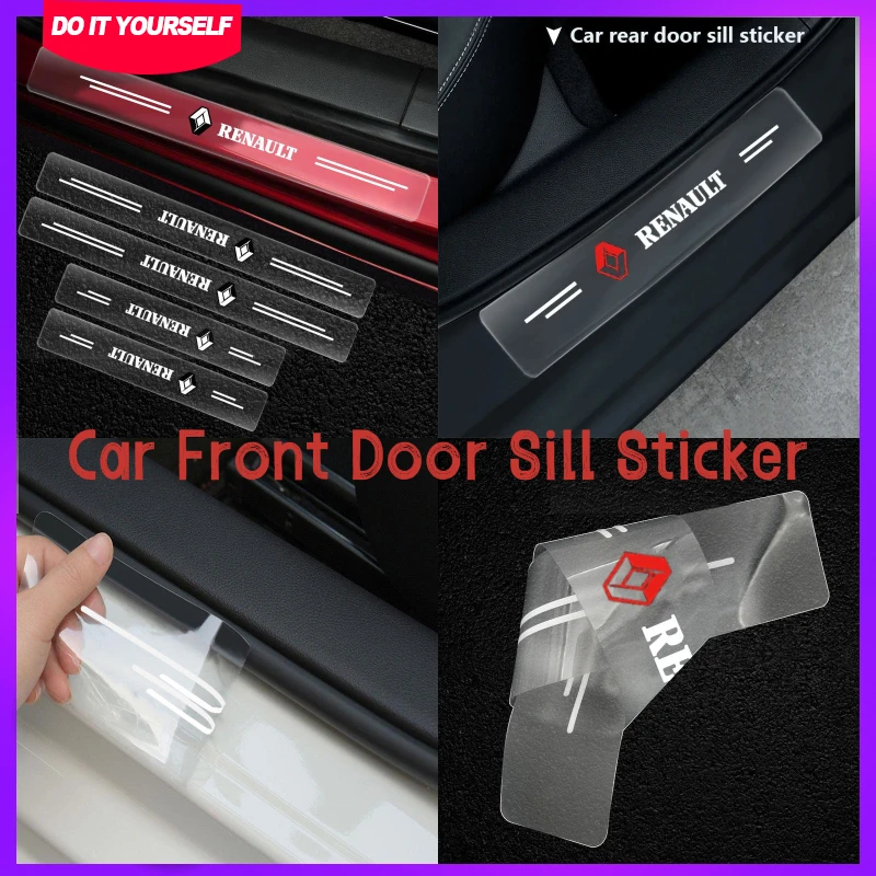 

4P Transparent Car Threshold Stickers Scratchproof for Renault Clio 3 4 Laguna 2 3 Megane Duster Logan Captur Emblems Protection