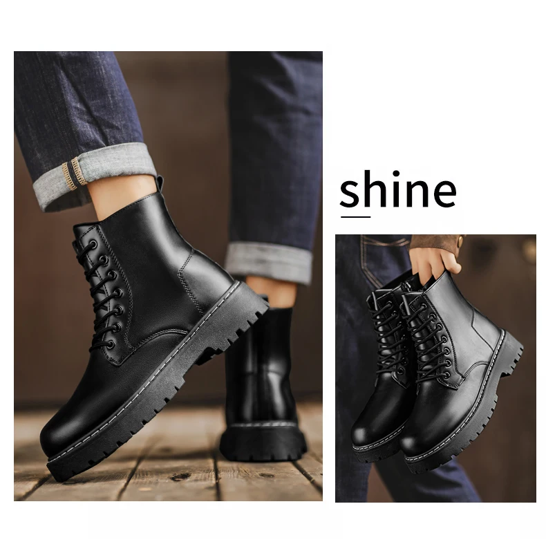 Herren-High-Top-Stiefel, Herrenschuhe, mittelhohe Schaftform, bequemes Innenfutter, modisches Obermaterial, guter Halt, große Größen, geeignet für den Innenbereich. – Detail 3