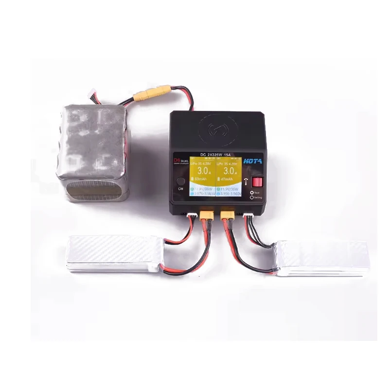 HOTA D6 DC650W 15A Dual Smart Charger Maximum current 1600mA Built-in Micro USB for 1-6S Lipo LiHV/NiZn/Nicd/NiMH Battery