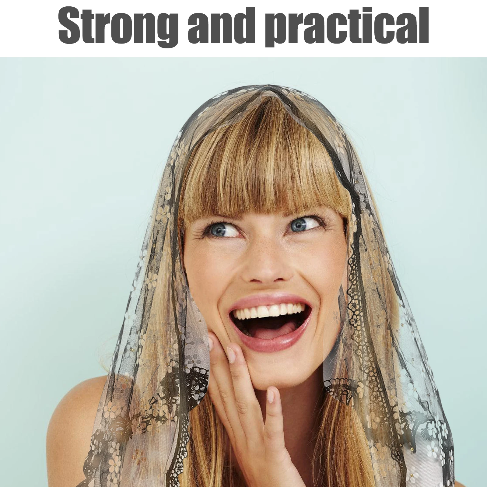 

Triangular Lace Scarf for Women Floral Embroidered Mesh Catholic Prayer Veil Shawl Head Covering Fashionable Tassel Trimmed