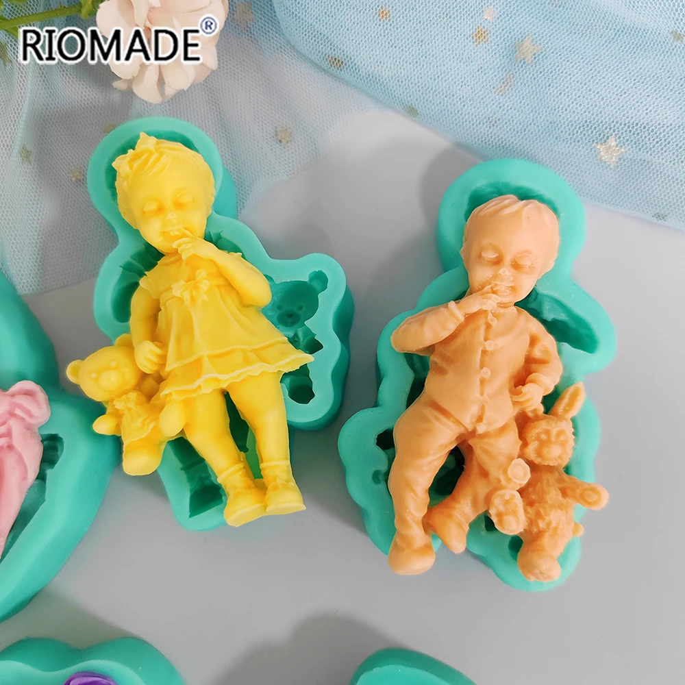 Baby Silicone Cake Mold Boy And Girl Chocolate Dessert Biscuit Baking Fondant Cake Decorating Tools DIY Clay Soft Crafts Mould