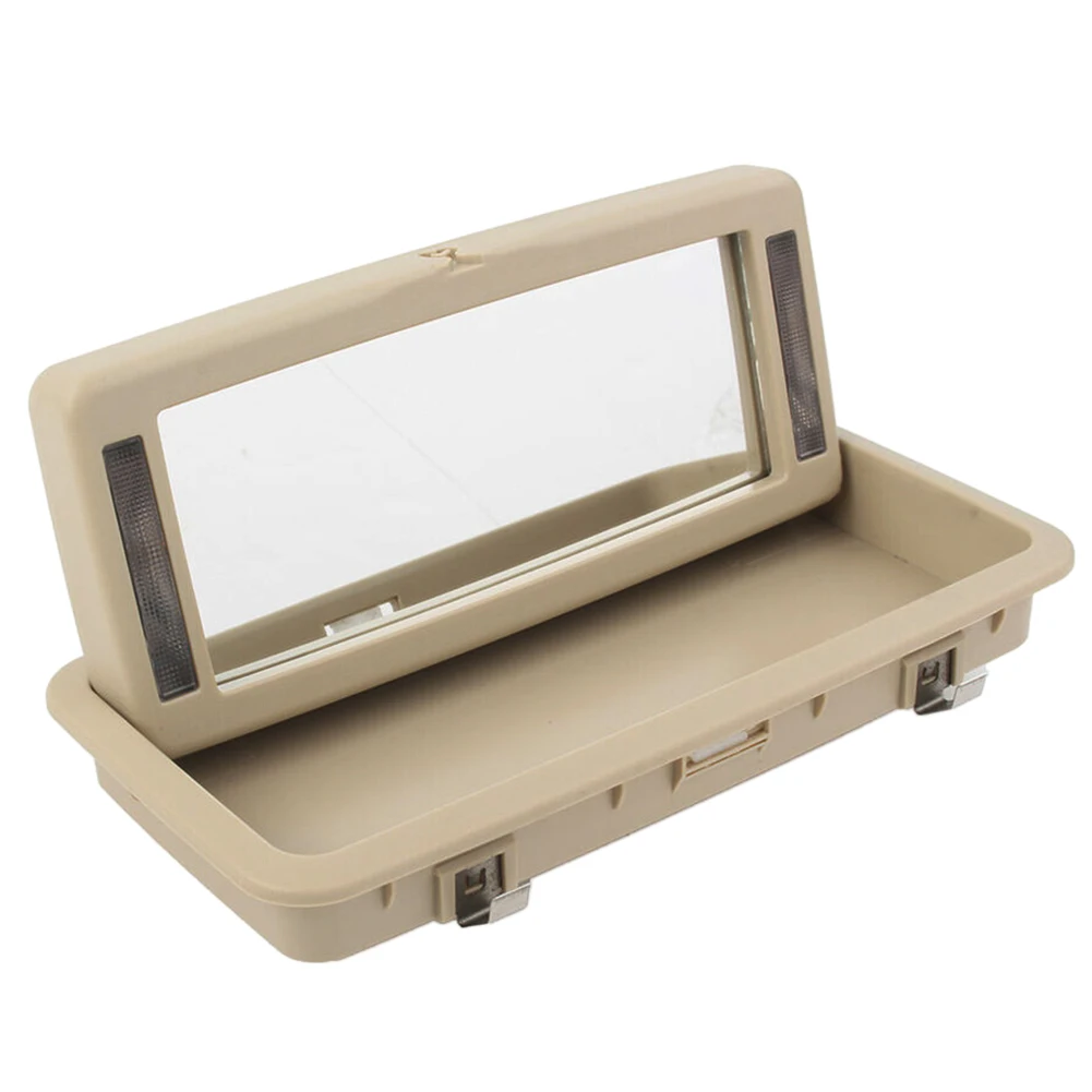 Light Brown Plastic Rear Row Vanity Mirror Makeup Mirror with Lights C2D19845AMN Fit for Jaguar XJ 2010-2015 2016 2017 2018 2019