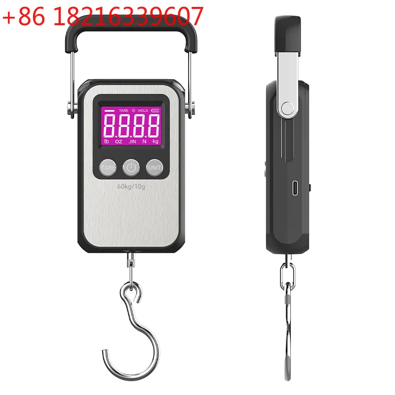YAO 60kg 10g Portable Digital Hanging Hook Scale Electronic Luggage Fish Scales Battery/USB Charging HD LCD Hold Weighing Balanc