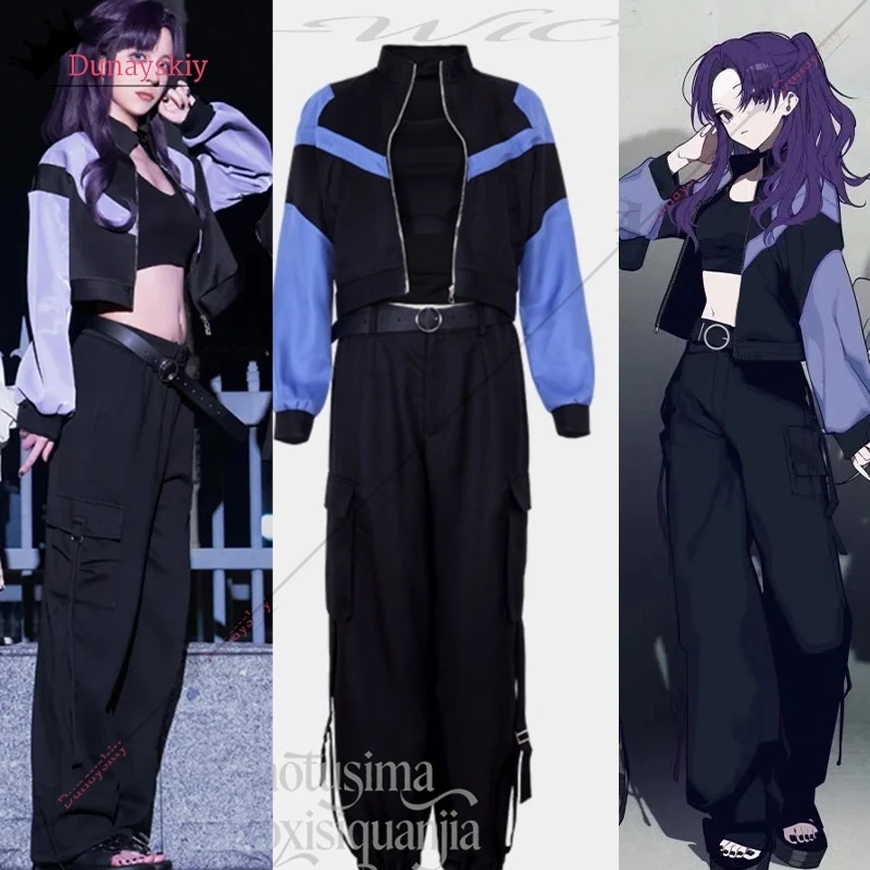 

YiNuo@Asahina Mafuyu Косплей Аниме Игровой проект Sekai Crossover ZOZOT Костюм Панк Спортивные стили Черная куртка Брюки Рождество