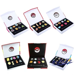 Poke Gym insignias Kanto Johto Hoenn Sinnoh Unova Kalos Liga región pines broches caja de islas naranjas regalo de colección