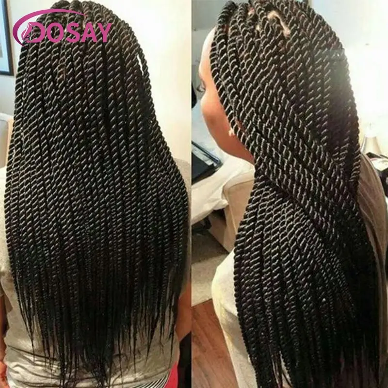 Synthetic 36inch Full Lace Box Braided Wigs Heat Resistant Transparent Lace Frontal Braids Wig Senegalese Twist Wig for Braiding