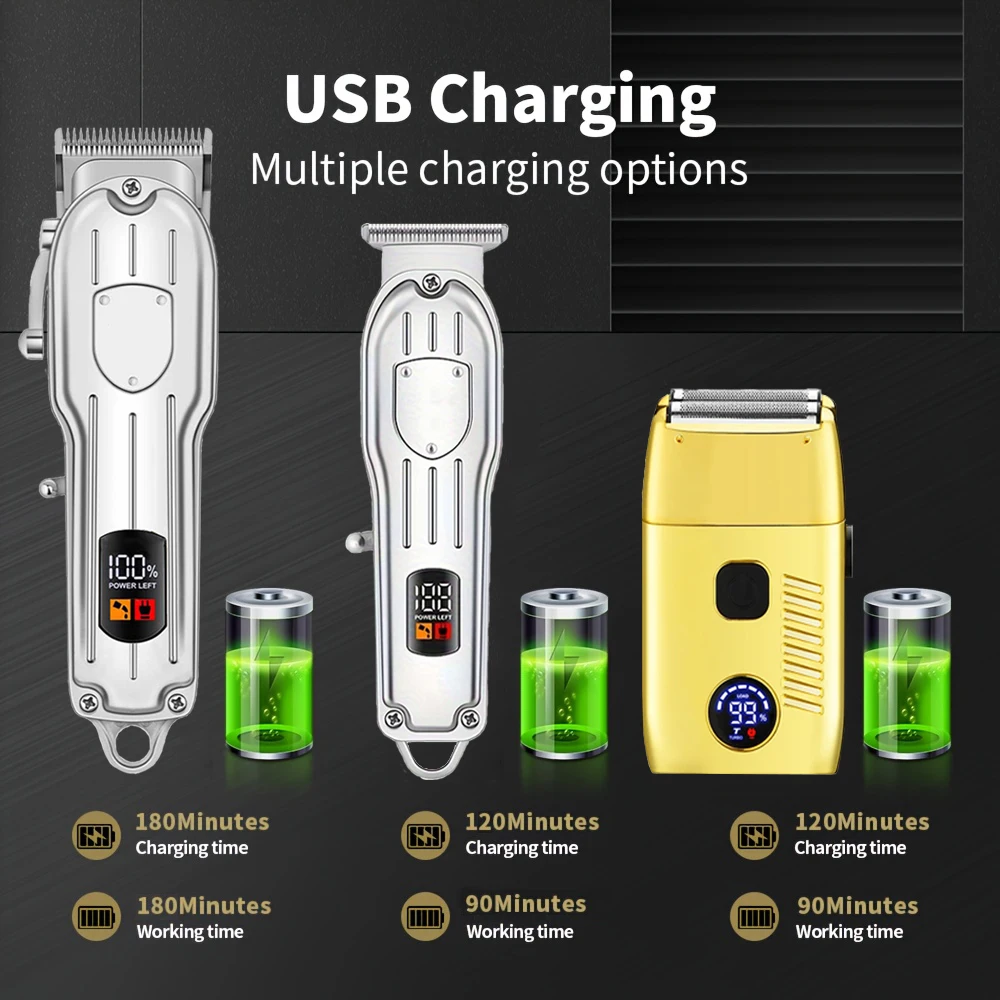 Hair Clippers Electric Razor Shavers for Men USB Rechargeable Clippers and Trimmer Beard Trimmer Barber Kit Professional Clipper