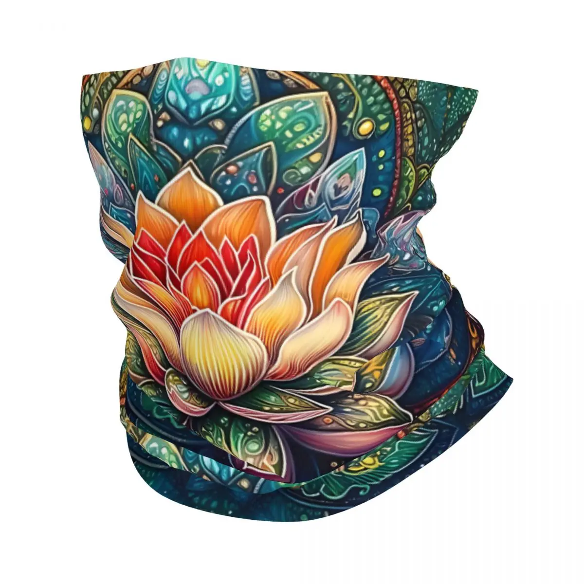 Lotus Mandala Thin Bandana Neck Gaiter Wrap Scarf Headband Neck Cover