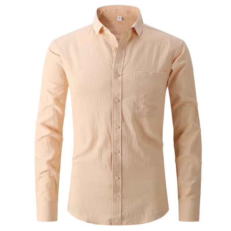 

2023 New Men's Casual Blouse Cotton Linen Shirt Loose Tops Long Sleeve Shirt Spring Autumn Casual Handsome Men's Shirts